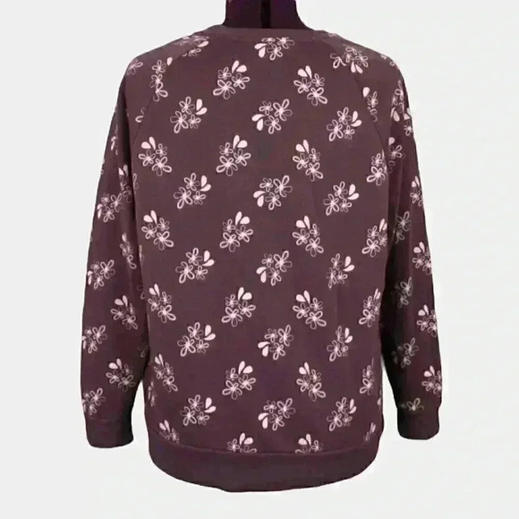 🔵 2/$15 ~ GEORGE fleece ladies sweater XL burgundy with white flowers - Picture 3 of 9